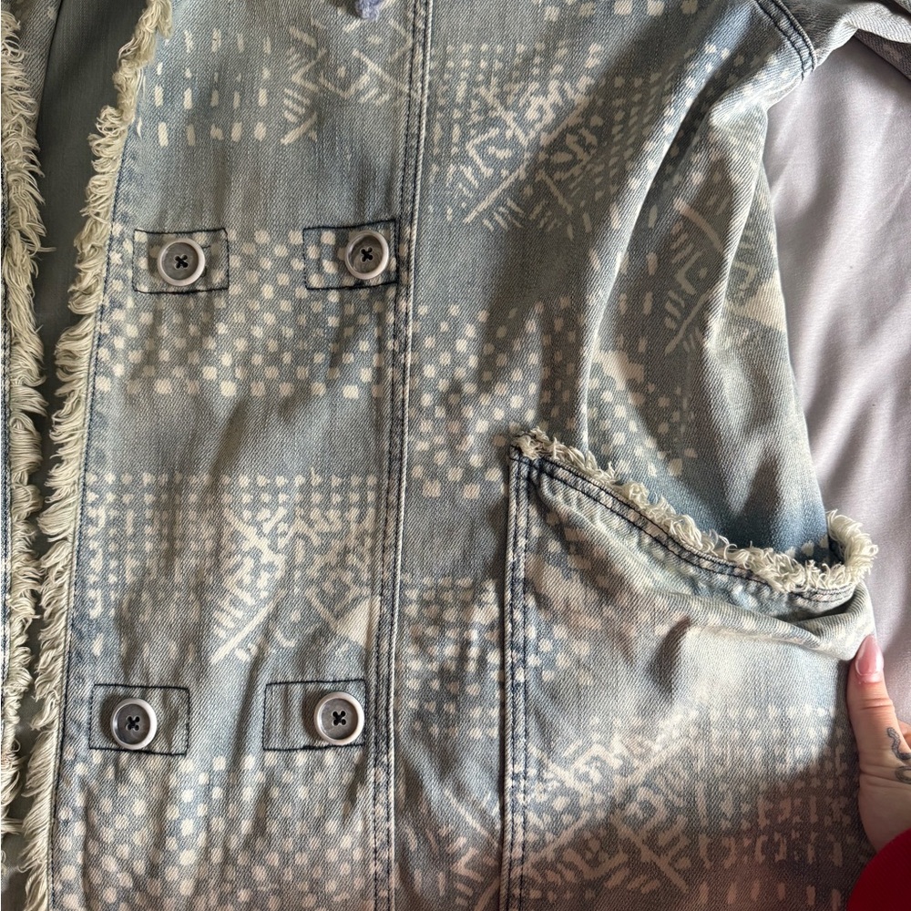 Free People Gray Patterned Utility Jacket - Picture 3 of 4